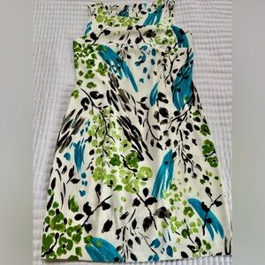 dressbarn Blue and Green Floral Midi Dress